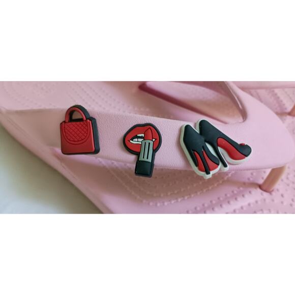 Crocs Pink Platform Flip Flops with Charms size W9 - Picture 7 of 12